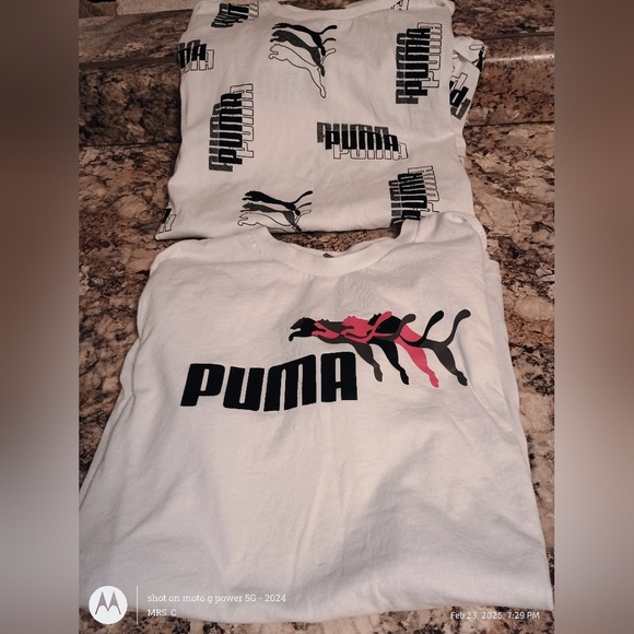 PUMA Kids White Graphic T-Shirts - 2 Pack Boys Large - Picture 1 of 4